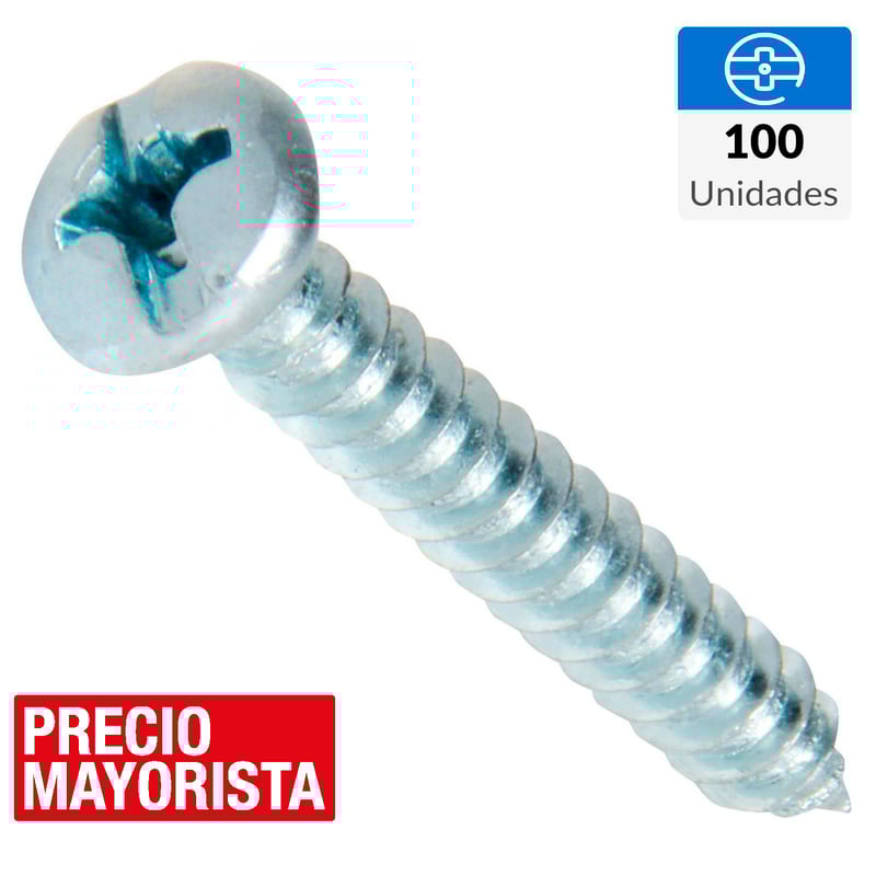 MAMUT - Tornillo Roscalata Cabeza Phillips Metal 1 " 6 mm 100 Unidades
