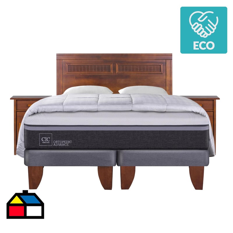 CIC - Cama Europea Ortopedic Advance King  + muebles + plumón + 2 almohadas