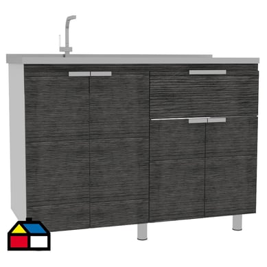 Mueble de cocina con lavaplatos 120x51,5x88 cm Gris/blanco