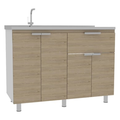 Mueble de cocina con lavaplatos 120x51,5x88 cm Oak/blanco