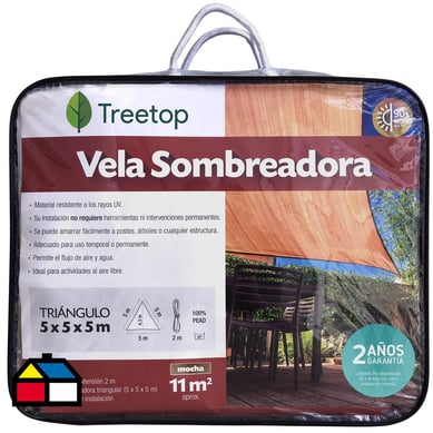 Vela Sombreadora Triangular de 5.0 x 5.0 x 5.0 Color Mocha