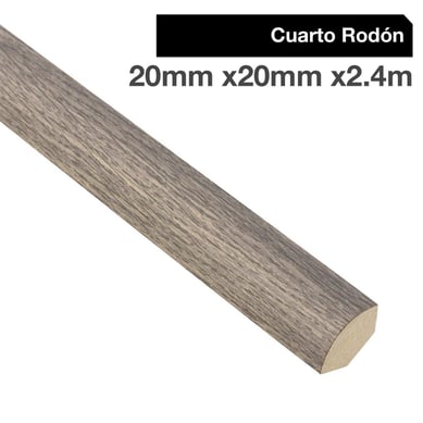 Pack 1/4 rodn MDF gris ceniza 20x20 mm x 2,4 m - 4 unidades