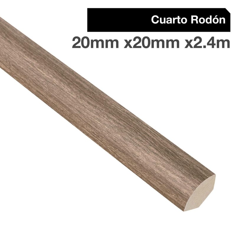 MAFORSA - Pack 4 unidades Moldura 1/4 Rodón MDF Roble Grafito 20 mm 2x240 cm
