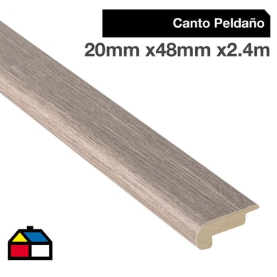 Pack canto peldao MDF roble gris 20x48 mm x 2,40 m - 2 unidades