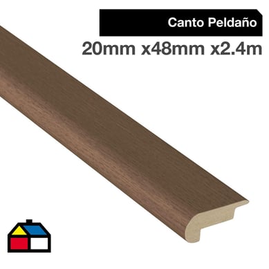 Pack canto peldao MDF nogal 20x48 mm x 2,40 m - 2 unidades