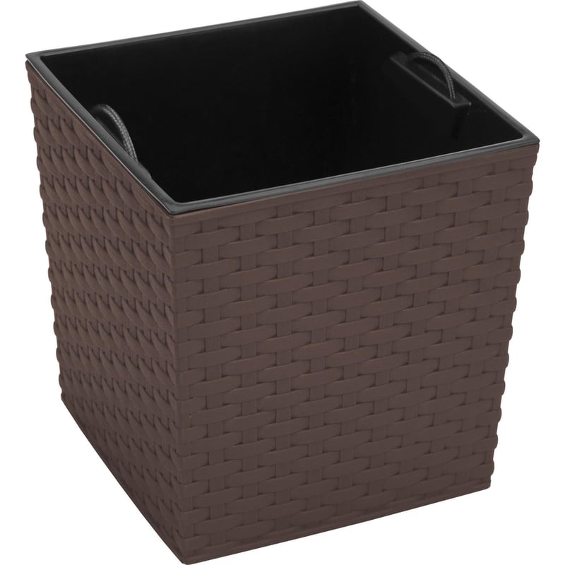 REYPLAST - Macetero autorregante cuadrado 30x30x30 cm estilo ratan marron