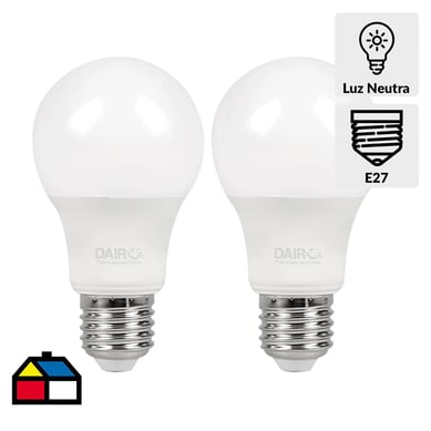 Pack 2 Ampolletas led A60 E27 13W luz natural