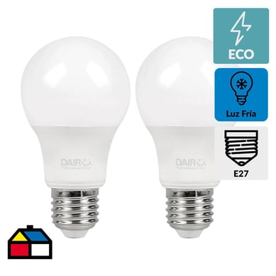 Pack 2 Ampolletas led A60 E27 10W luz fria