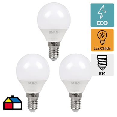 Pack 3 led bola E14 3,5W 250 luz clida