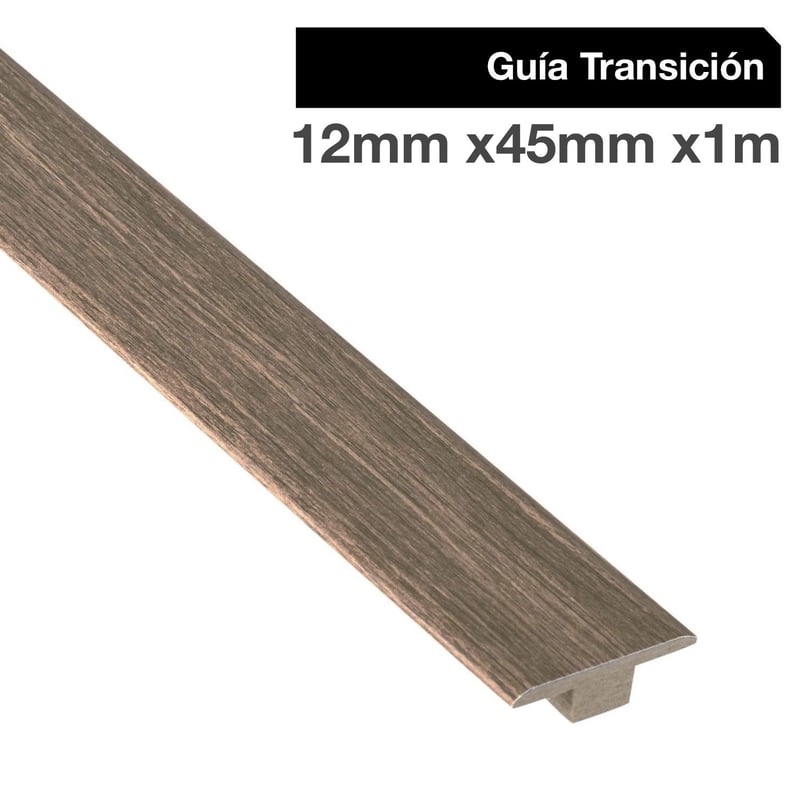 MAFORSA - Pack 2 unidades Guía de Transición MDF Roble Grafito 45 mm 1.2x100 cm