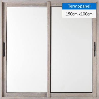 Ventana corredera 150x100 cm termopanel aluminio ceniza