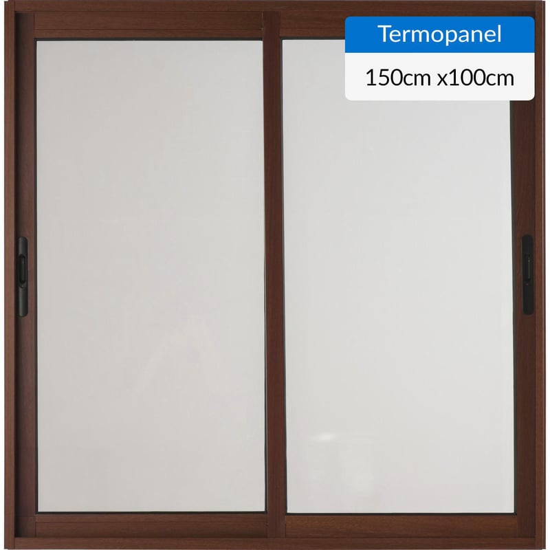 TERMOHOME - Ventana corredera 150x100 cm termopanel aluminio roble