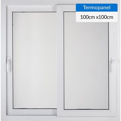 Ventana corredera 100x100 cm termopanel PVC blanco