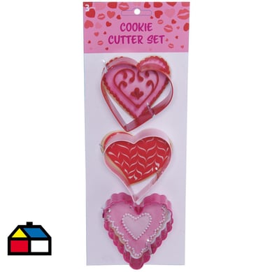 Set 3 cortadores galleta con forma corazn