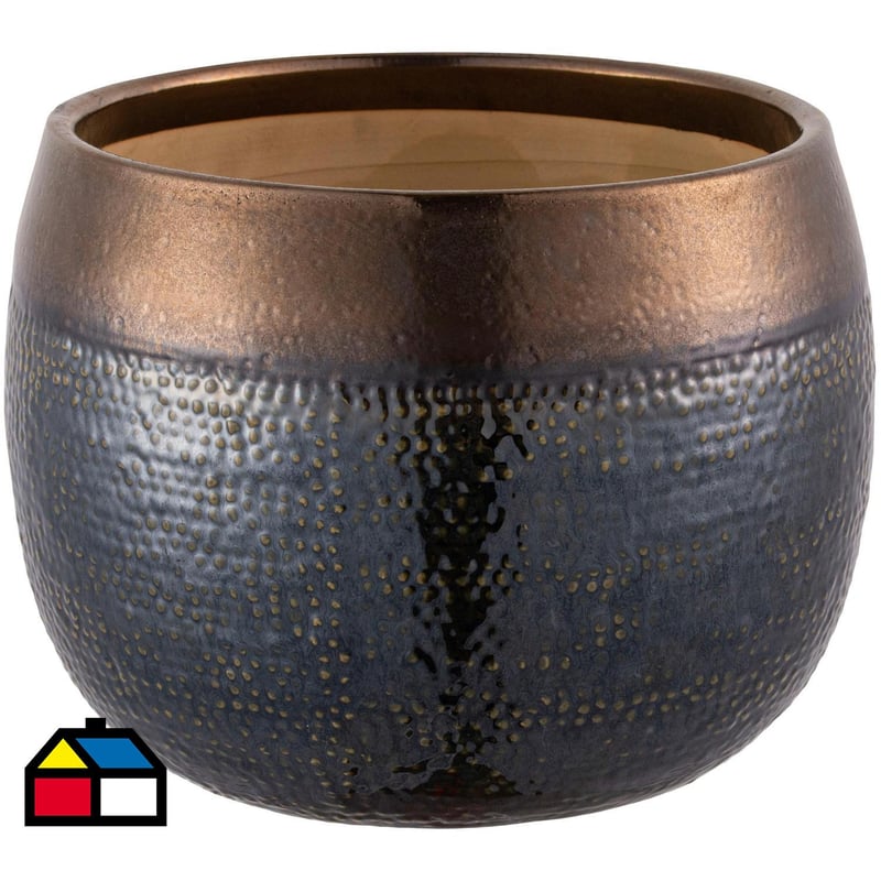 JUST HOME COLLECTION - Macetero de cerámica Aisea 30x23 cm Oliva dorado
