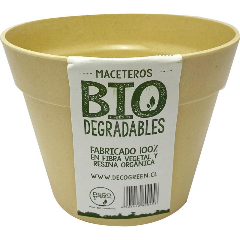 DECOGREEN - Macetero redondo de fibras naturales 13,7x13,7x10,3 cm