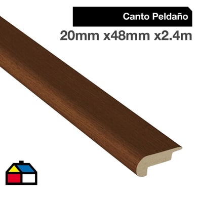 Pack canto peldao MDF walnut 20x48 mm x 2,40 m - 2 unidades