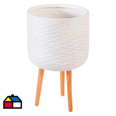 Macetero de fibra con patas 37x61 cm blanco