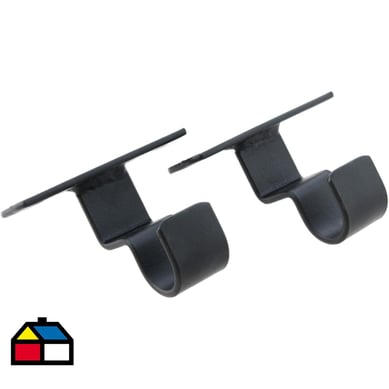 Set de soportes para barra de cortina 19 mm 2 unidades negro