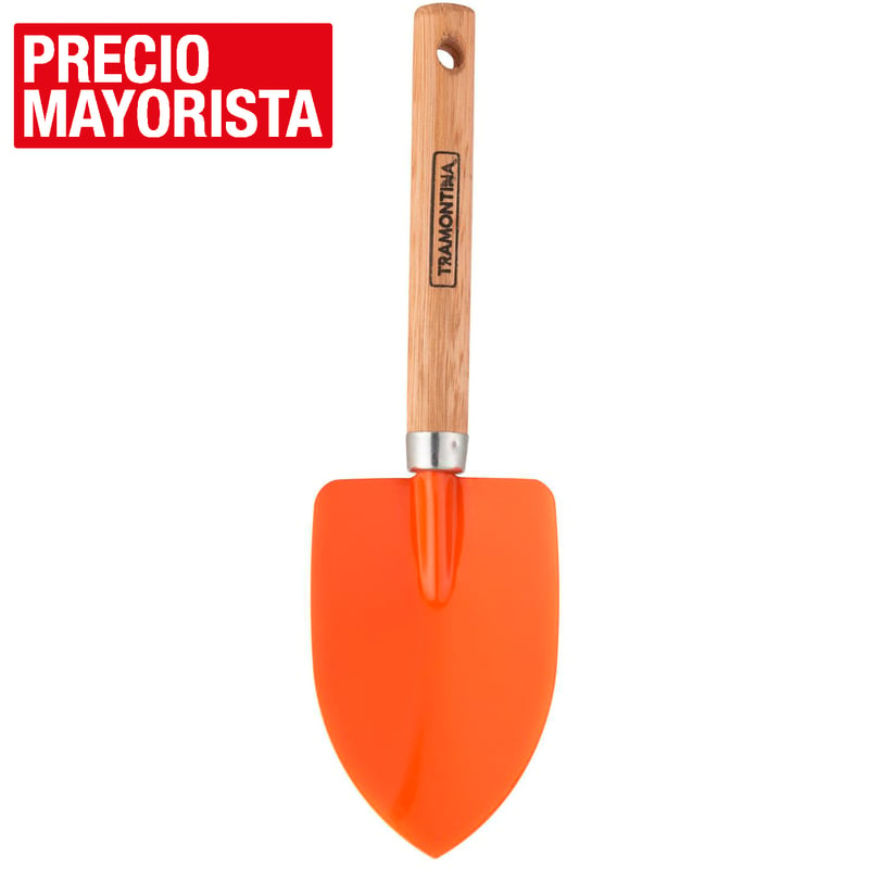 TRAMONTINA - Palita ancha de acero naranjo con mango de madera