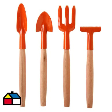 Kit de herramientas para jardinera 4 piezas naranjo