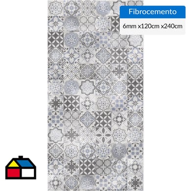 Placa Fibrocemento Simplsima Ankara Gris 120x240cm