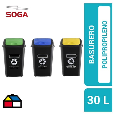 Set 3 basurero eco 30 litros