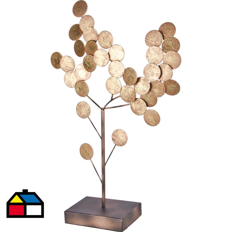 JUST HOME COLLECTION - Totem decorativo metálico diseño árbol color cobre 47 cm