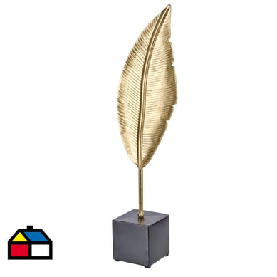 Totem decorativo metlico diseo pluma color dorado 60 cm