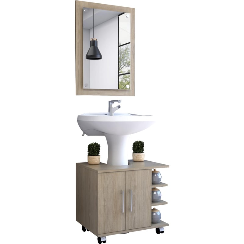 TUHOME - Espejo Optimizador Lavamanos Bath300  Rovere Blanco