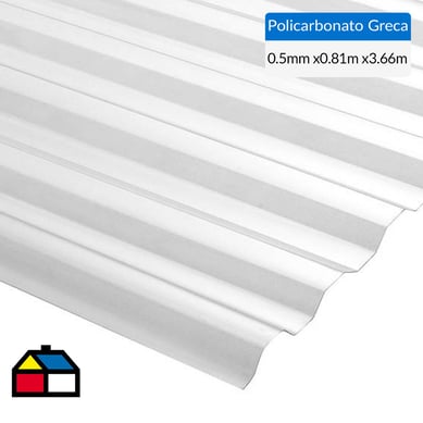 Plancha policarbonato greca transparente 0.5mmx0.81mx3.66m