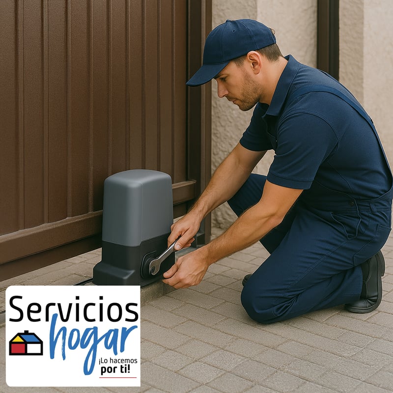 SERVICIOS HOGAR - Instalación estándar de motor y cremallera para automatización de portones