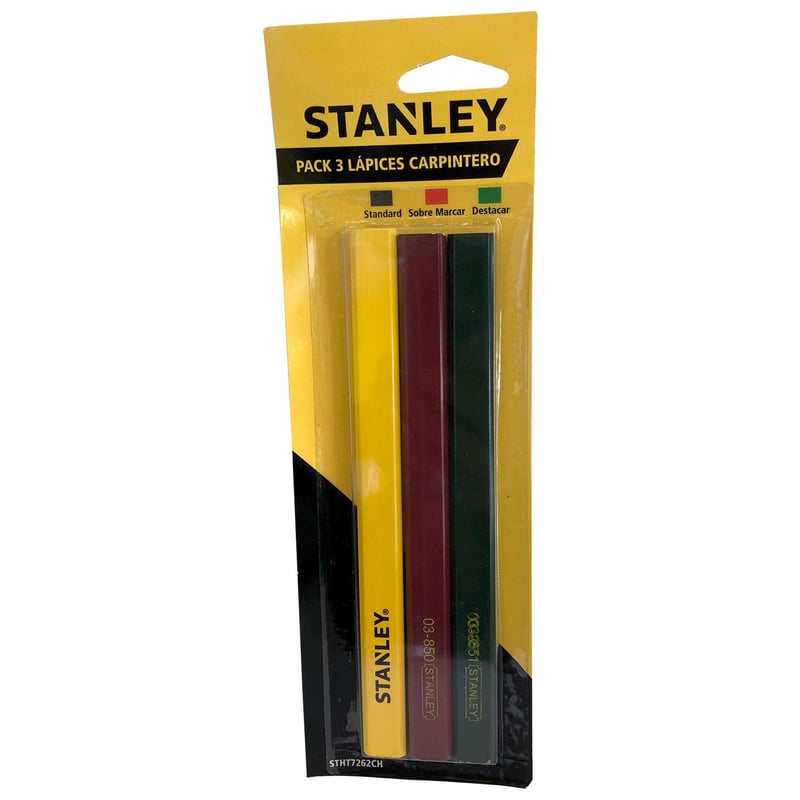 STANLEY - Set 3 lapices carpintero rojo, azul y grafito