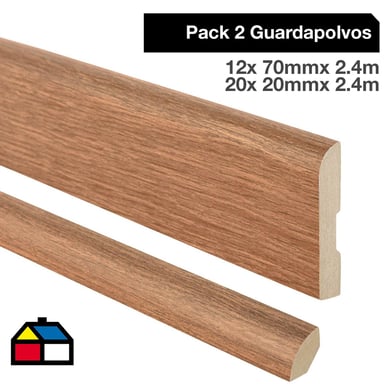 Pack 2 guardapolvos 12x70mm + 2 cuarto rodn 20x20mm MDF Cerezo Peral