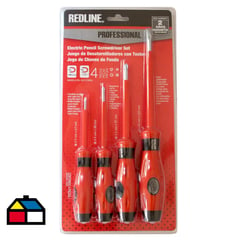 REDLINE - Set atornilladores con tester cruz 3, 4, 5 y 6 mm