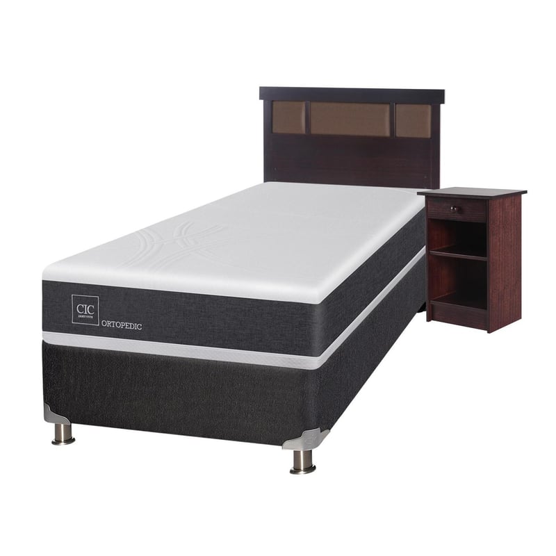 CIC - Box spring new ortopedic b5 black 1.5 plazas + muebles