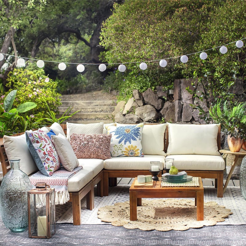 JUST HOME COLLECTION - Juego de Living seccional de terraza acacia 5 personas