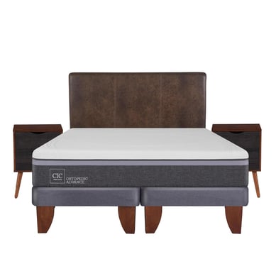 Cama europea ortopedic advance 2 plazas bd + muebles