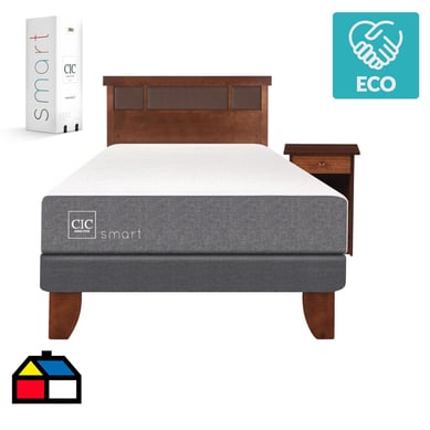 Cama europea smart 1.5 plaza + muebles