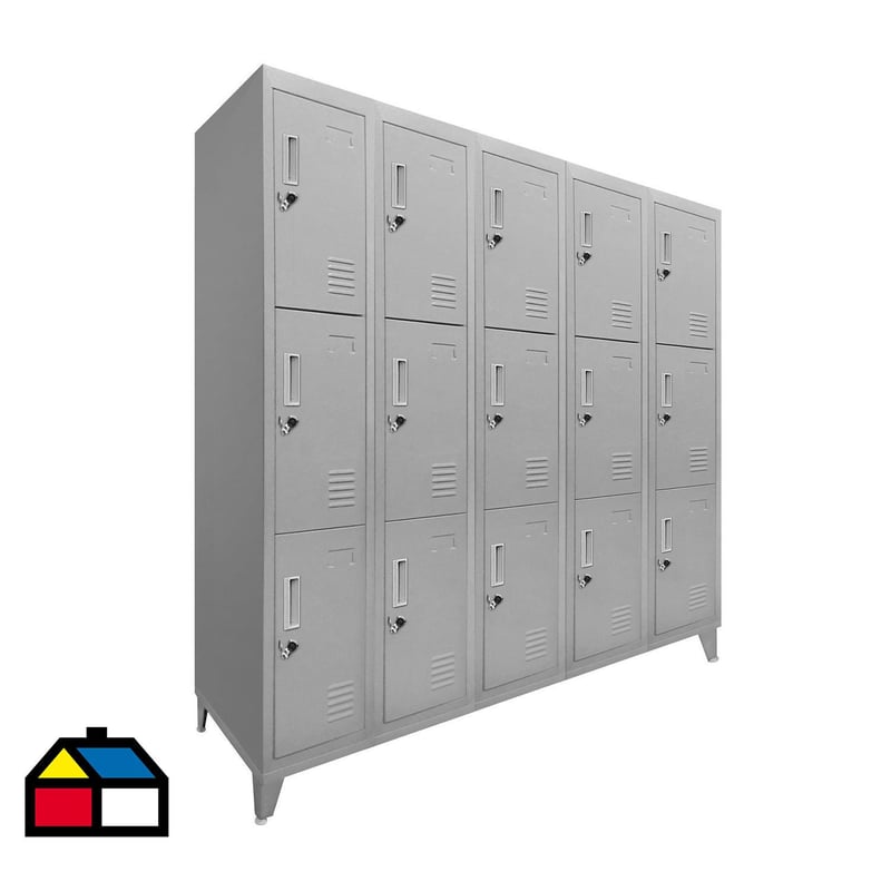 MALETEK - Lockers 15 puertas 166x137x45 cm acero