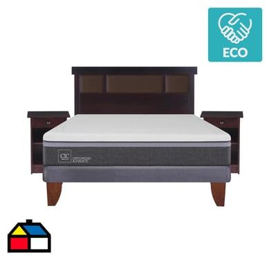 Cama europea ortopedic advance 2 plazas bn + muebles