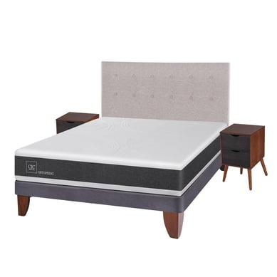 Cama europea  ortopedic 2 plazas bn + muebles