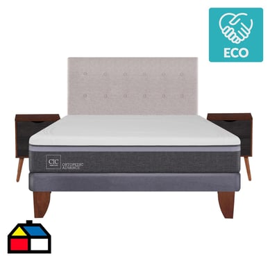 Cama europea ortopedic advance 2 plazas bn + muebles