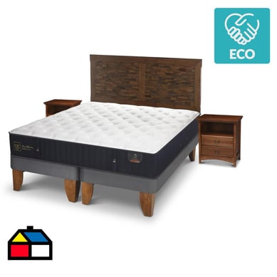 Cama europea premium 2 plazas bd + muebles