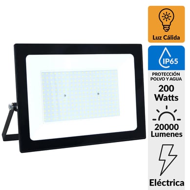 Reflector 200W Luz Clida Negro