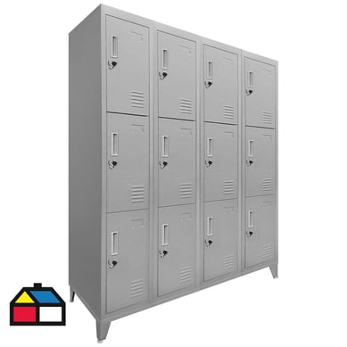 Lockers 12 puertas triple 166x111x45 cm acero