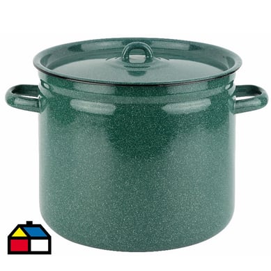 Olla alta 26 cm 12 l acero carbonico verde.