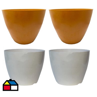 Set 4 Maceteros Biodegradables Actual 2 blanco, 2 terracota