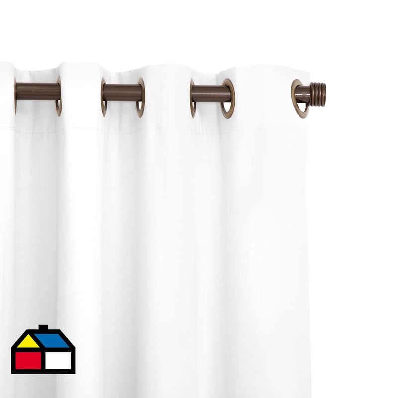 JUST HOME COLLECTION - Cortinas de Telas Modelo Ojetillo Black Out Color Blanco Con Instalación Y Barra Incluido Con Medidas en Ancho Entre 241