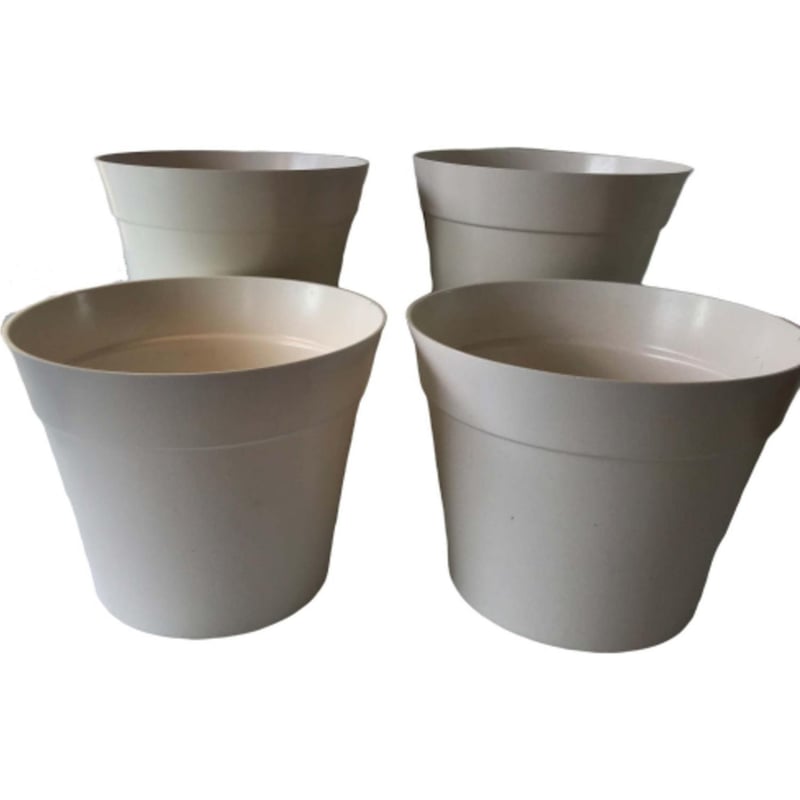 DECOGREEN - Set 4 Maceteros Biodegradables Clásico 4 Blanco